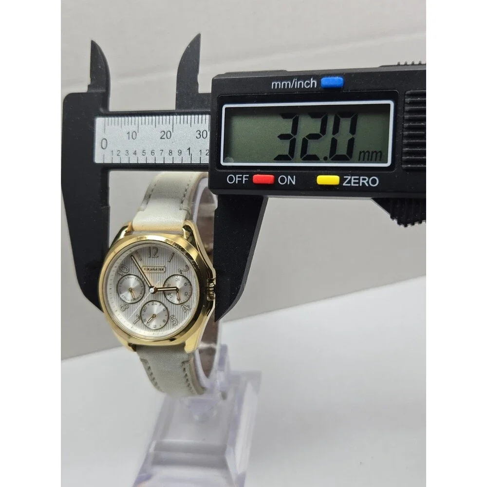 Coach Teagan Mini 32mm Gold Tone Multifunction Day Date Quartz Watch New Battery